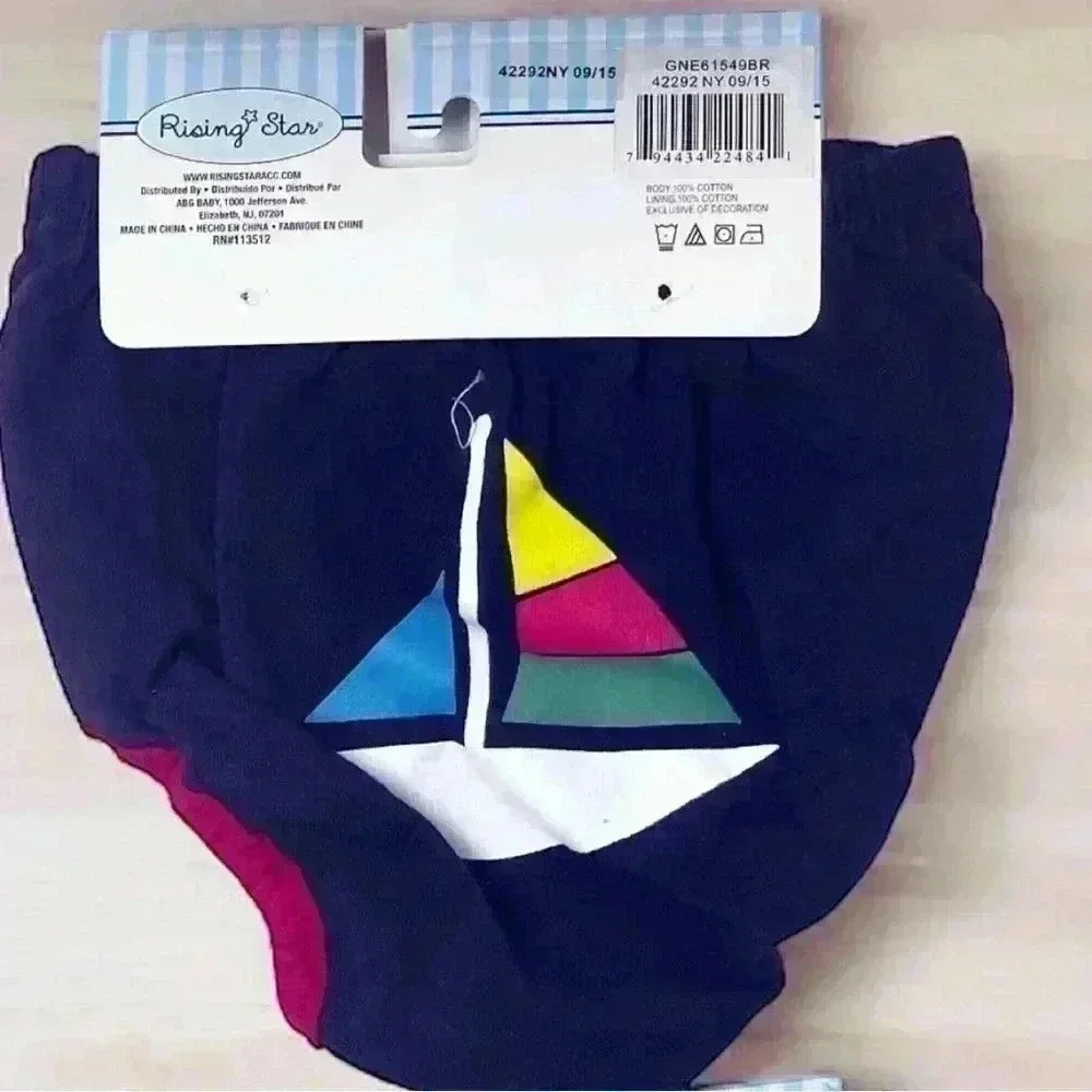 2-Baby Boutique Diaper Covers Sailboat And Shark Design Blue 0-12 Months